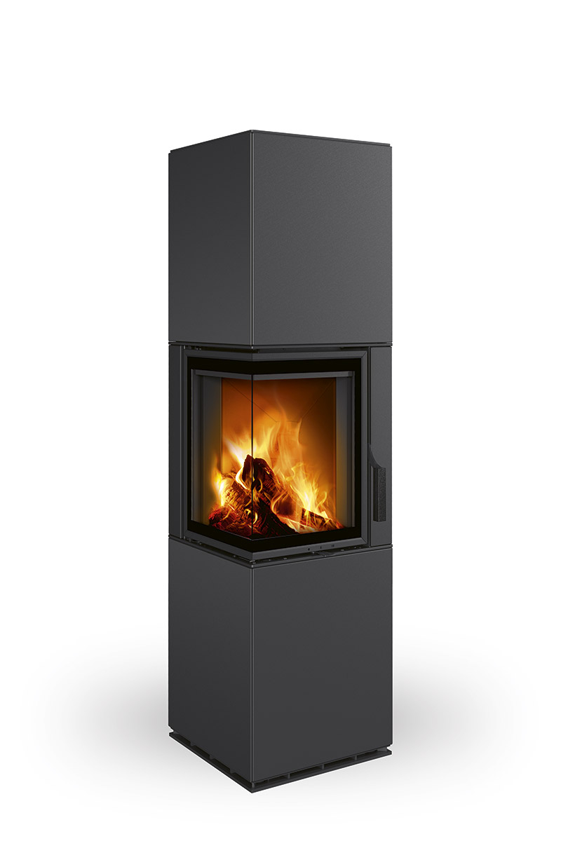 Romotop Harmony R-L HA akumulačné krbové kachle s plechovým obkladom matná čierna